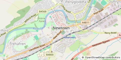 Map of Newtown, Powys
