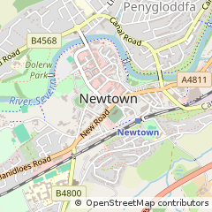 Map of Newtown, Powys