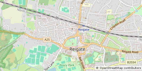 Map of Reigate, Surrey