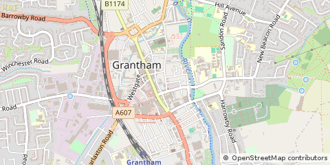 Map of Grantham, Lincolnshire