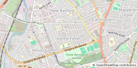 Map of Nottingham, Nottinghamshire