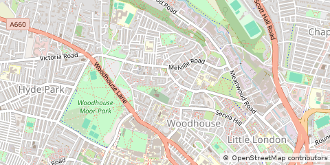 Map of Leeds, West Yorkshire