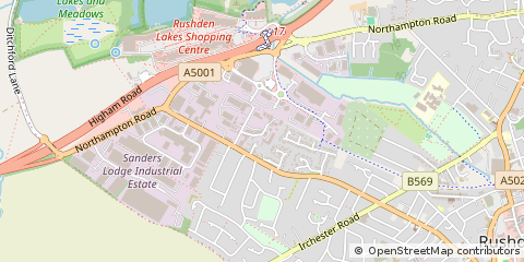 Map of Rushden, Northamptonshire
