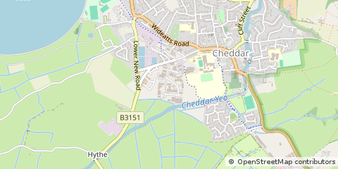 Map of Cheddar, Somerset