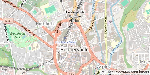Map of Huddersfield, West Yorkshire