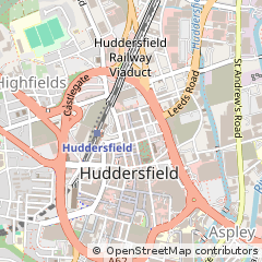 Map of Huddersfield, West Yorkshire