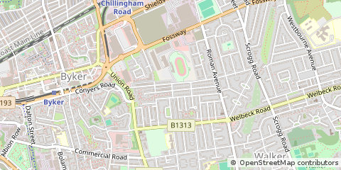 Map of Newcastle Upon Tyne, Tyne and Wear