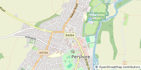 Map of Pershore, Worcestershire