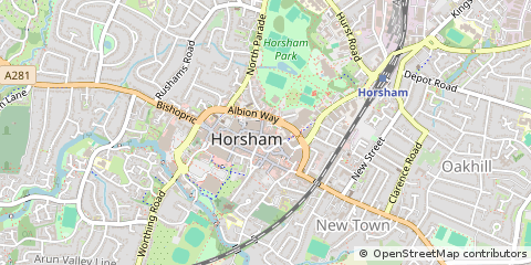 Map of Horsham, West Sussex