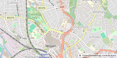 Map of Wigan, Lancashire