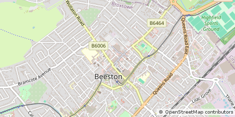 Map of Beeston, Nottinghamshire