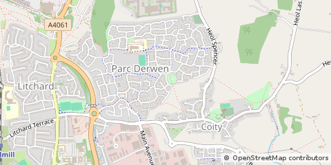 Map of Bridgend, MID Glamorgan