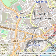 Map of Newcastle Upon Tyne, Tyne and Wear