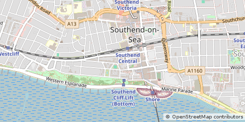 Map of Southend on SEA, Essex