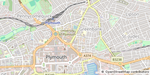 Map of Plymouth, Devon