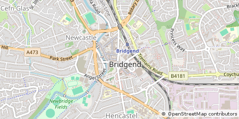 Map of Bridgend, South Wales