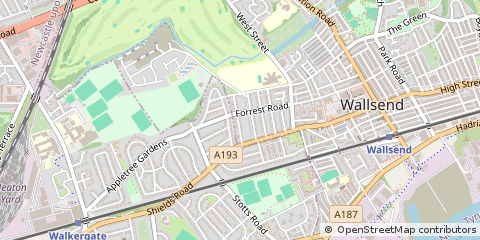 Map of Wallsend, Tyne and Wear