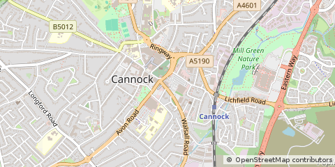 Map of Cannock, Staffs