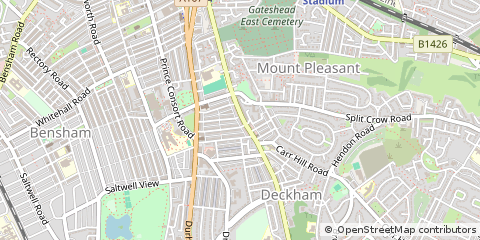 Map of Gateshead, Tyne and Wear