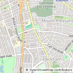 Map of Gateshead, Tyne and Wear
