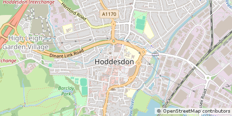 Map of Hoddesdon, Hertfordshire