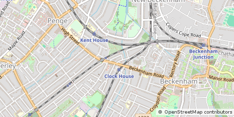 Map of Beckenham, Kent