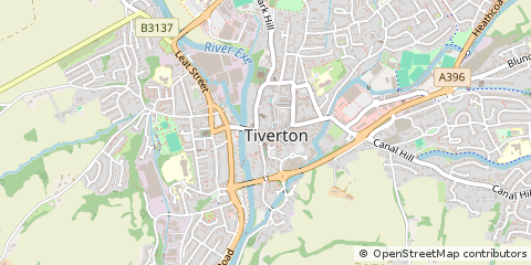 Map of Tiverton, Devon
