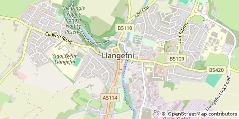 Map of Llangefni, Gwynedd