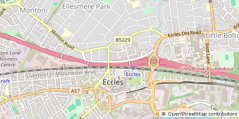 Map of Eccles, Manchester Lancashire