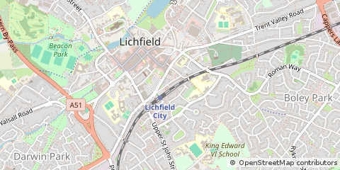 Map of Lichfield, Staffordshire