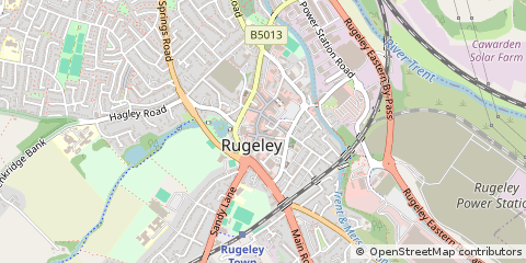 Map of Rugeley, Staffordshire