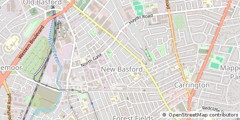 Map of Nottingham, Nottinghamshire