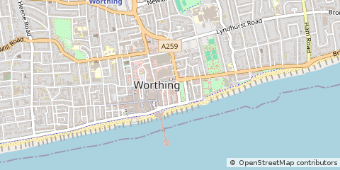 Map of Worthing, West Sussex