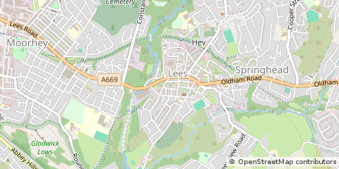 Map of Oldham, Lancashire