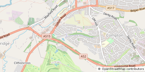 Map of Ashbourne, Derbyshire