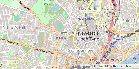 Map of Newcastle Upon Tyne, Tyne and Wear
