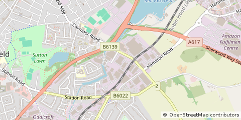 Map of Sutton-in-Ashfield, Nottinghamshire