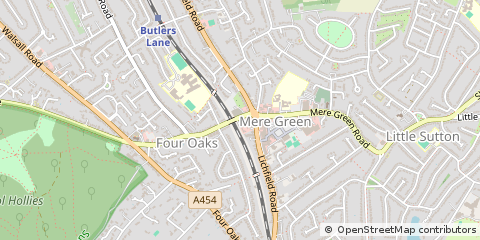 Map of Sutton Coldfield, West Midlands