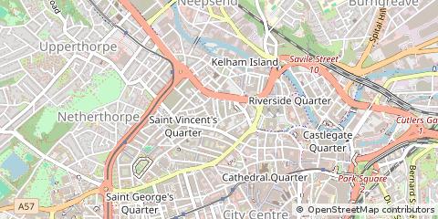 Map of Sheffield, South Yorkshire