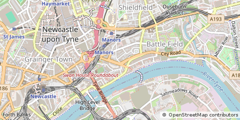 Map of Newcastle Upon Tyne, Tyne and Wear