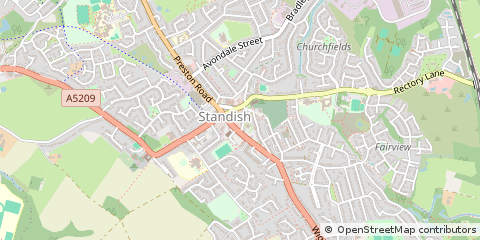 Map of Standish, Wigan, Lancashire