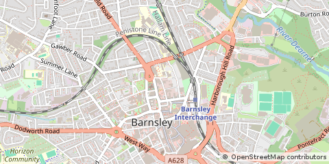 Map of Barnsley, South Yorkshire