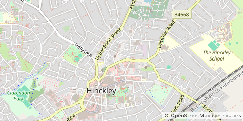 Map of Hinckley, Leicestershire