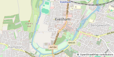 Map of Evesham, Worcestershire