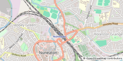 Map of Nuneaton, Warwickshire