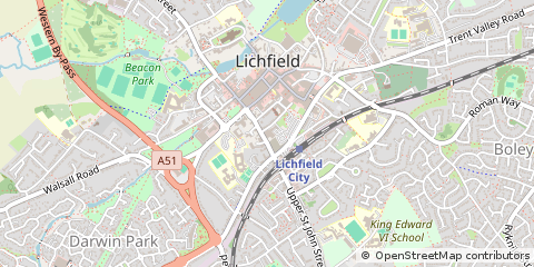 Map of Lichfield, Staffordshire