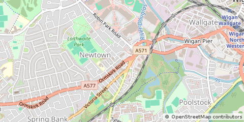 Map of Wigan, Lancashire