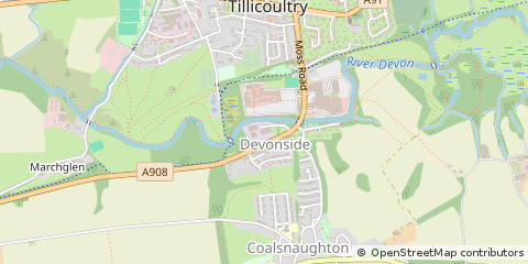 Map of Tillicoultry, Clackmannanshire