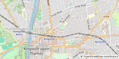 Map of Kingston Upon Thames, Surrey