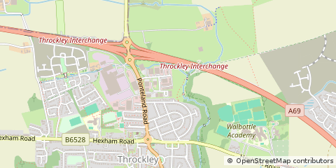Map of Throckley, Tyne & Wear